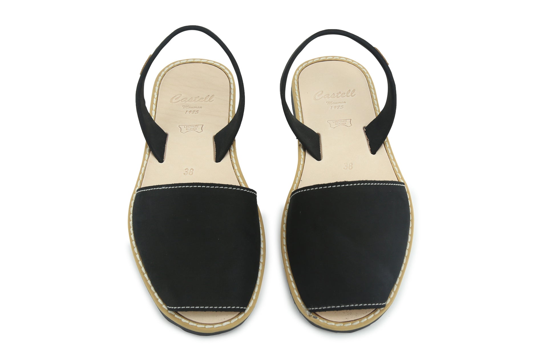 Castell Avarcas Women's Classics Black Leather Slingback Sandals - THE ...