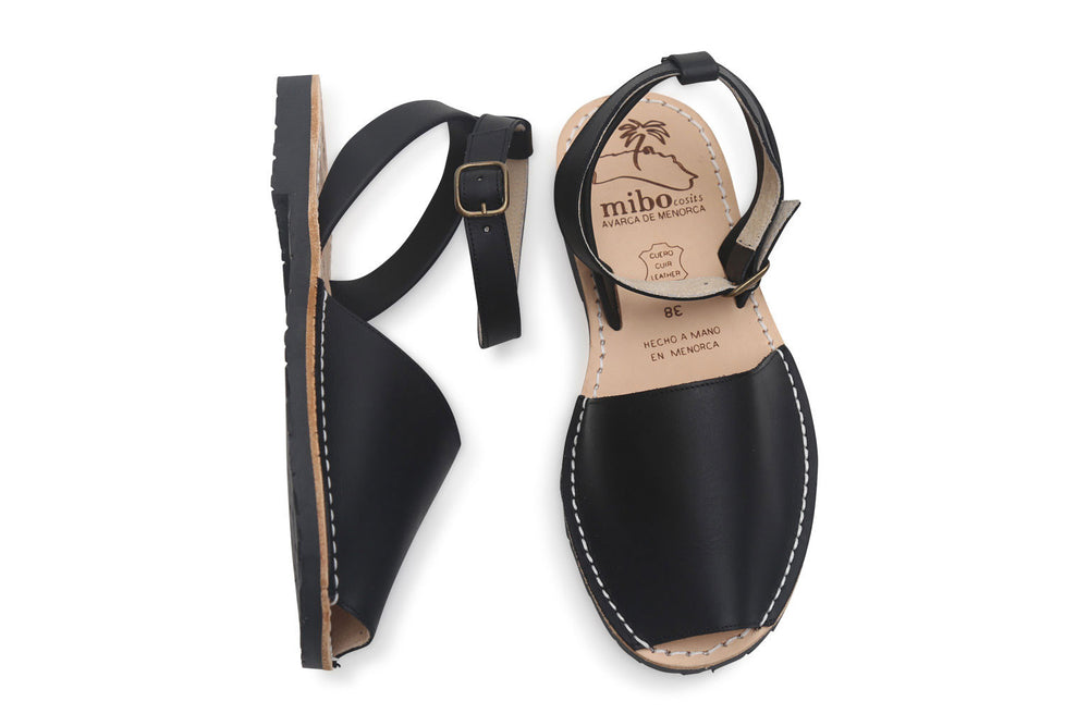 Mibo Avarcas Black Ankle Strap Menorcan Sandals - THE AVARCA STORE