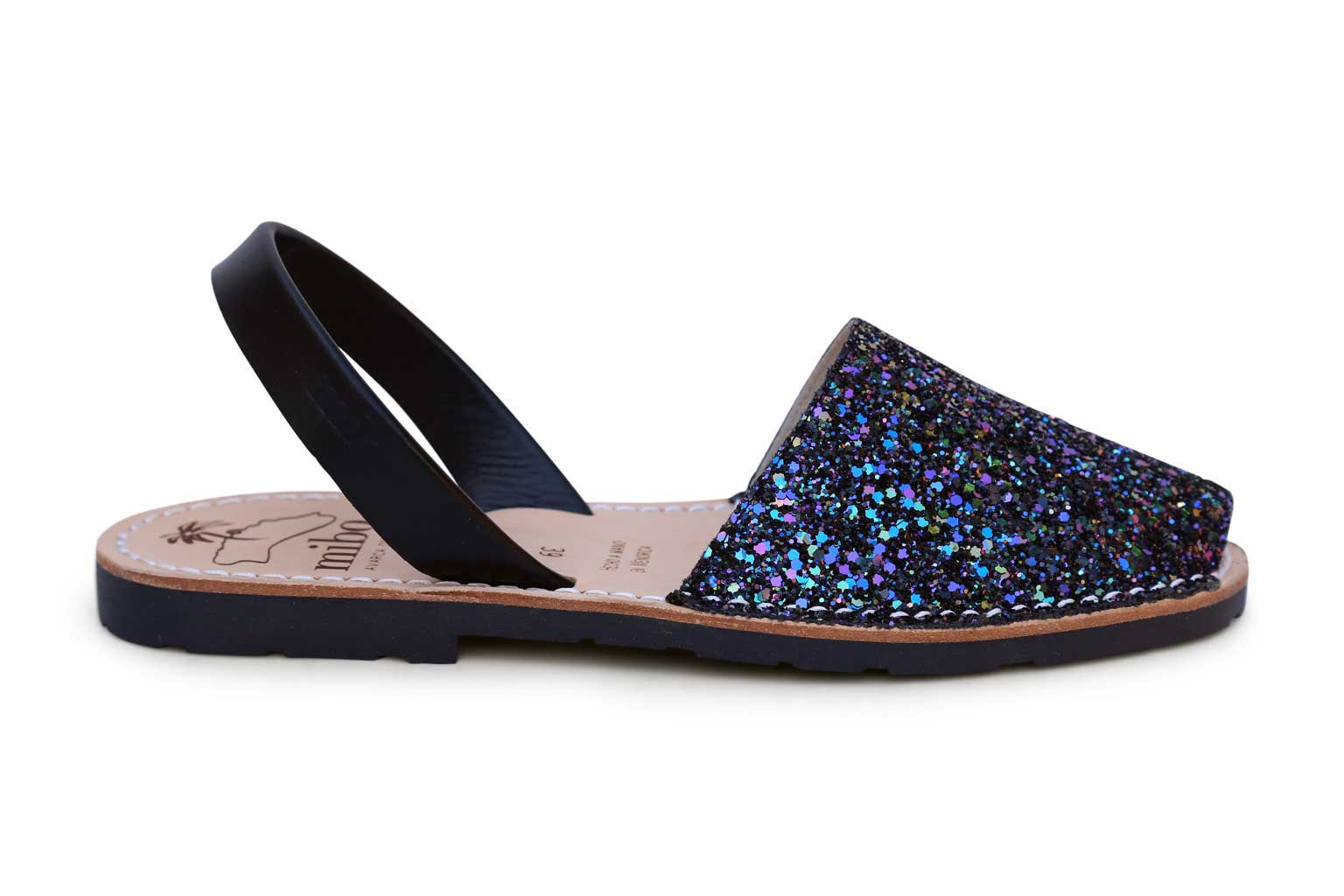 Mibo Avarcas Black Multi Glitter Menorcan Sandals - THE AVARCA STORE
