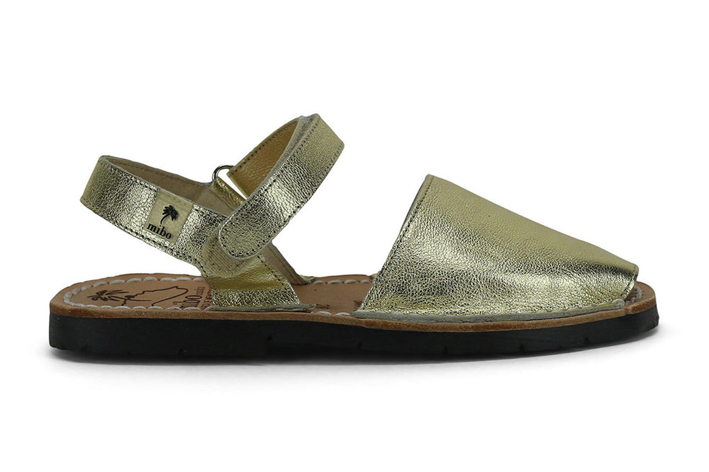 Mibo Avarcas Kids Hook and Loop Gold Leather Slingback Sandals - THE ...