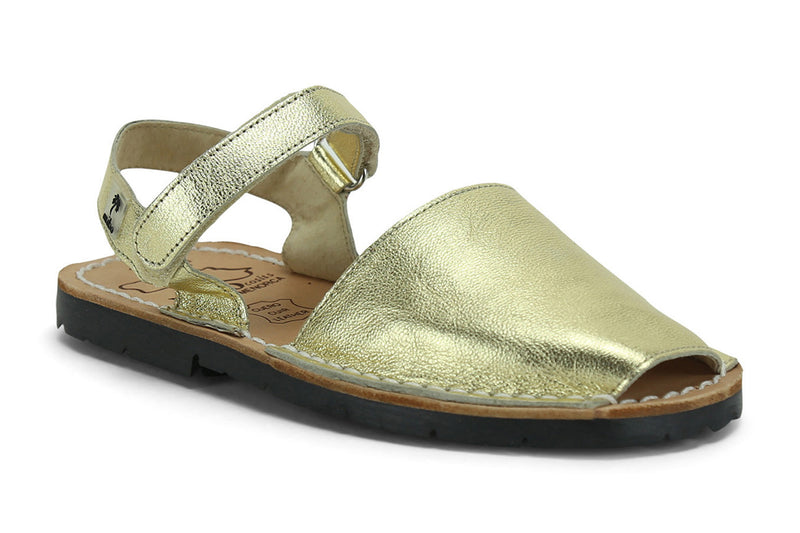 Mibo Avarcas Kids Hook and Loop Gold Leather Slingback Sandals - THE ...