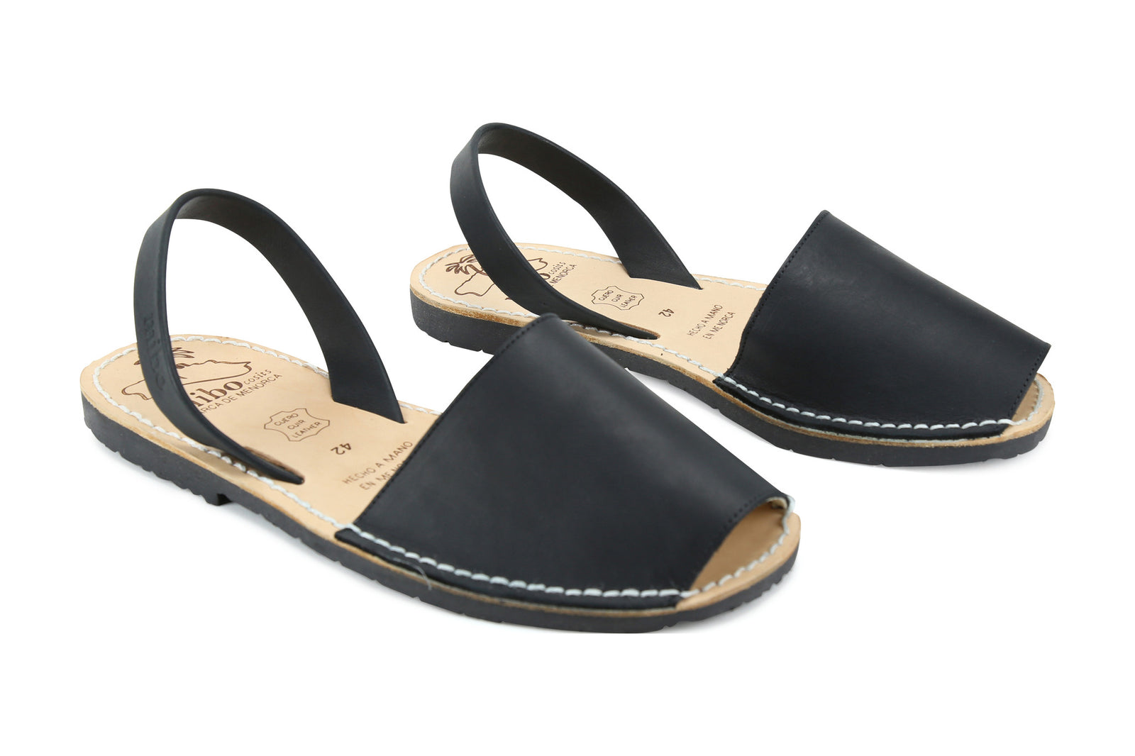 Mibo Avarcas Men's Classics Black Leather Slingback Sandals - THE ...