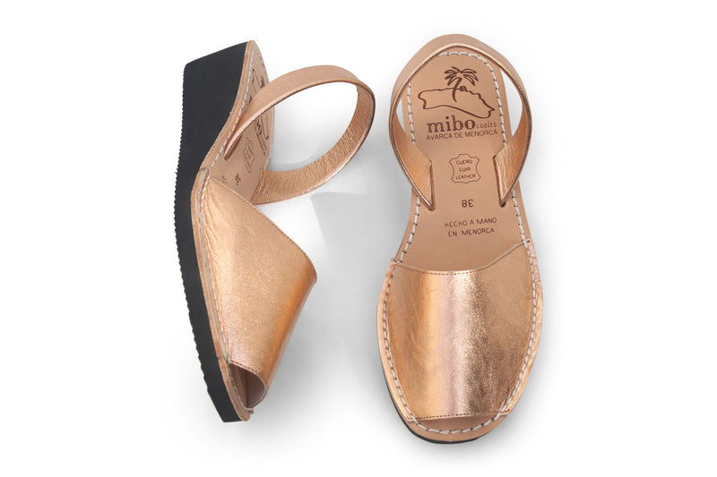 Mibo Avarcas Metallic Rose Gold Wedges Menorcan Sandals - THE AVARCA STORE
