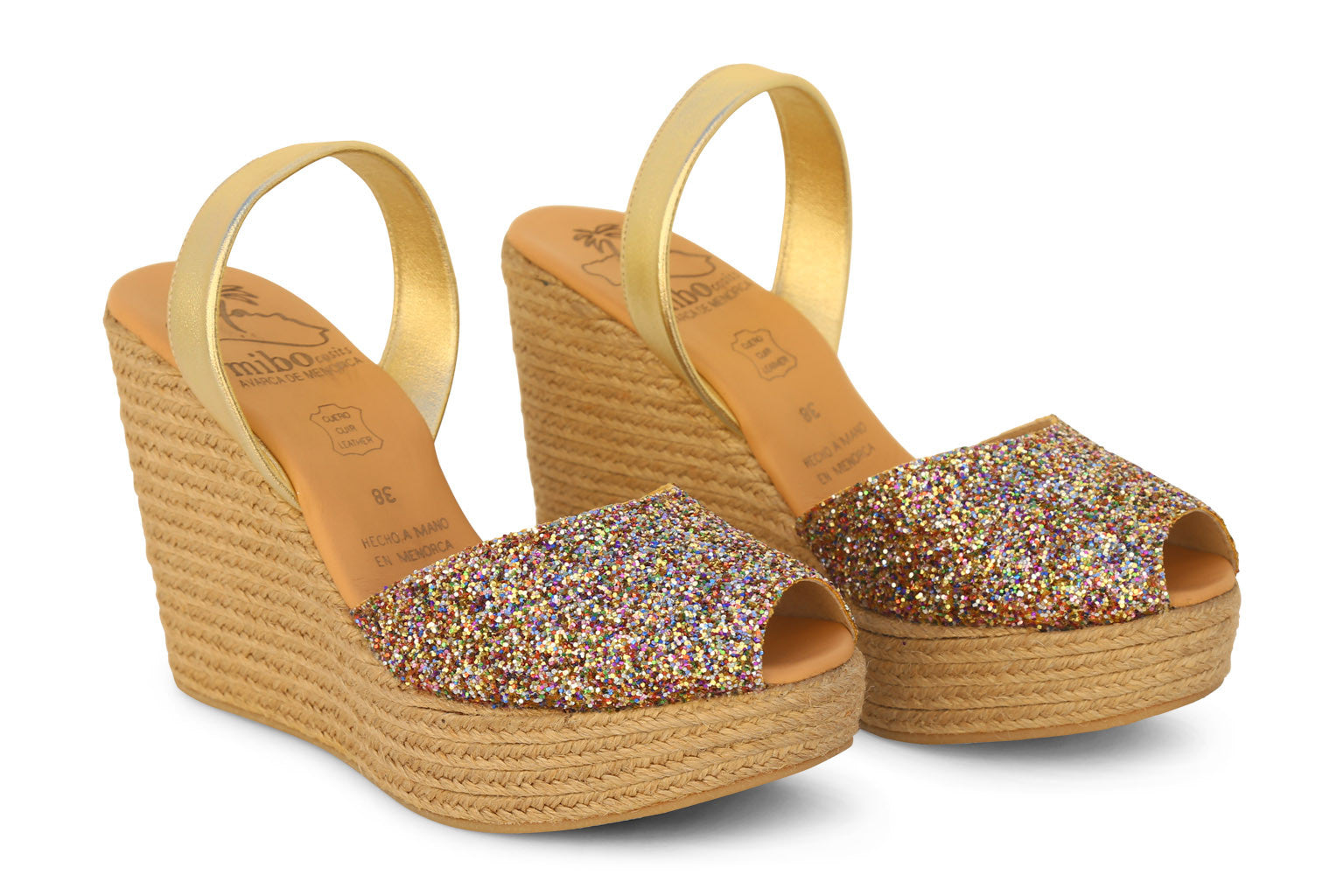 Mibo Avarcas Multi Glitter Espadrille Wedge Slingback Sandals - THE ...