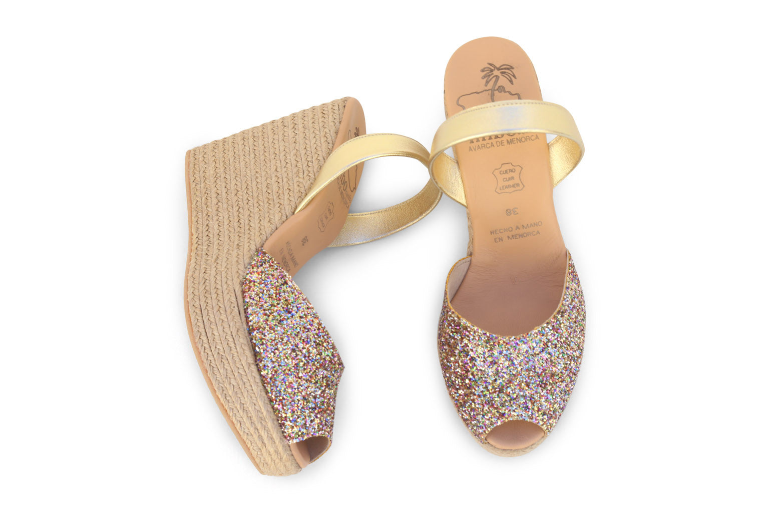 Mibo Avarcas Multi Glitter Espadrille Wedge Slingback Sandals - THE ...