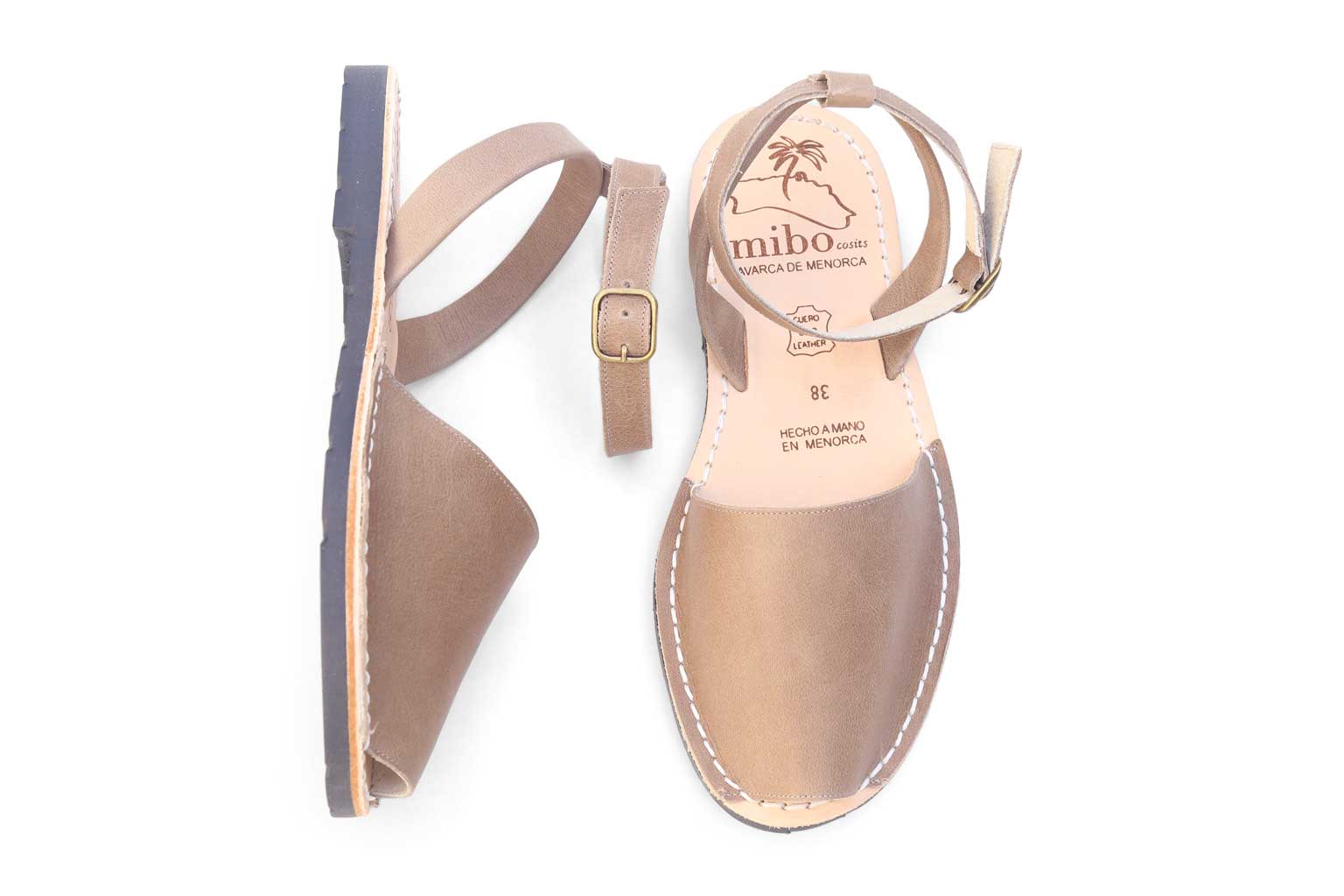 Mibo Avarcas Taupe Ankle Strap Menorcan Sandals - THE AVARCA STORE