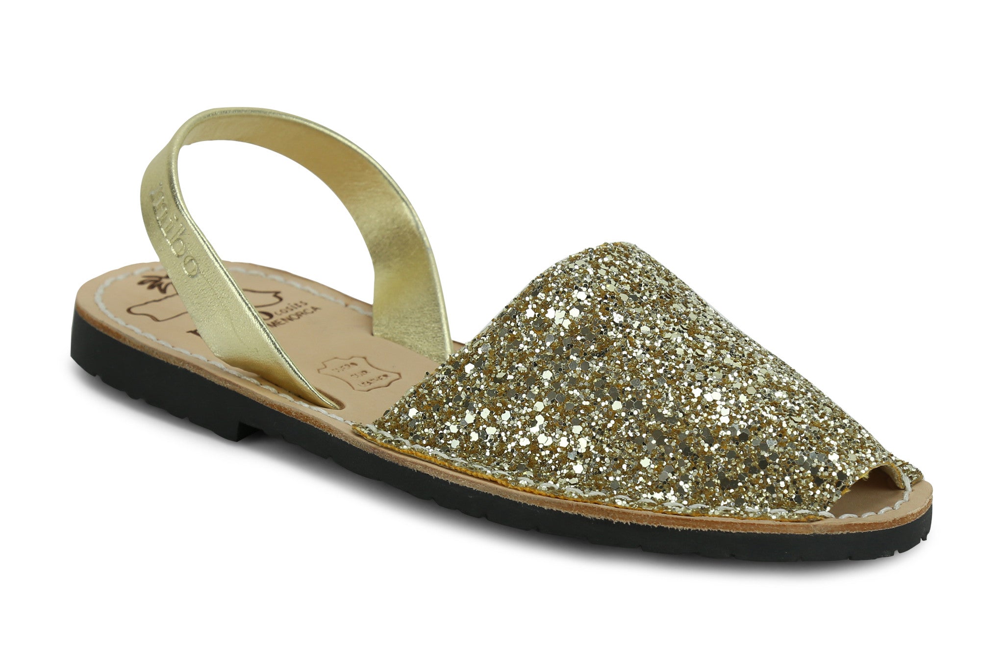 Castell Avarcas Women's Classics Glitter Gold Leather Slingback Sandals ...