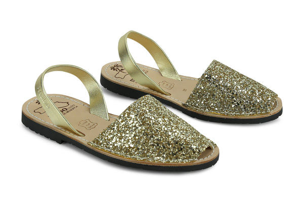 Castell Avarcas Women's Classics Glitter Gold Leather Slingback Sandals ...