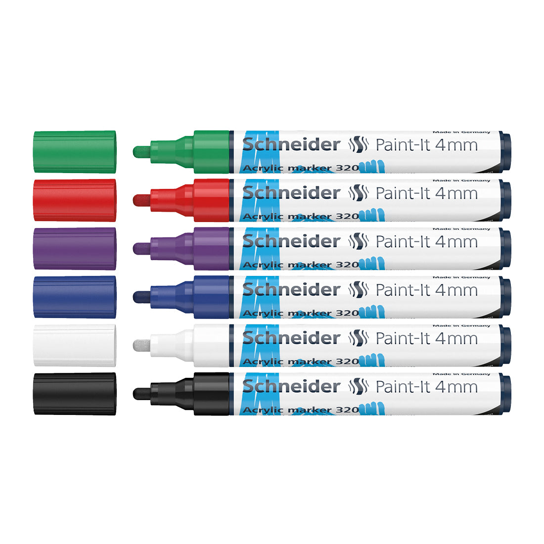 Schneider Paint-It 310 Acrylic Markers, 2 mm Bullet Tip, Wallet, 6 Assorted  Pastel Ink Colors 