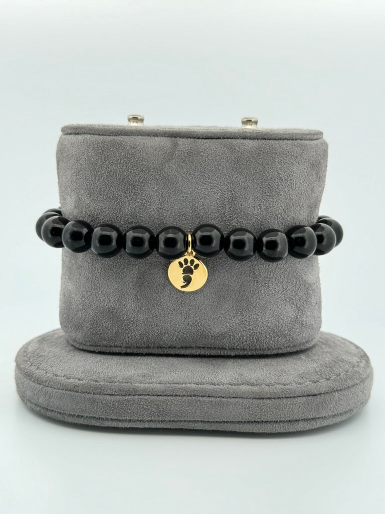 Black Onyx Stretch Beaded Bracelet