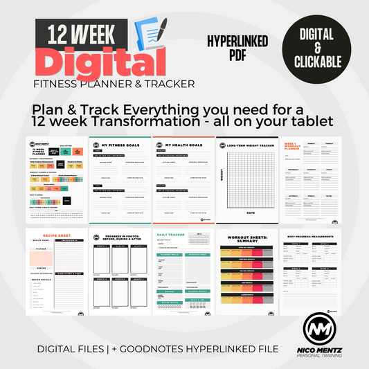 Printable Health & Fitness Planner & Tracker Sheets (Digital Download: –  Nico Mentz Personal Training