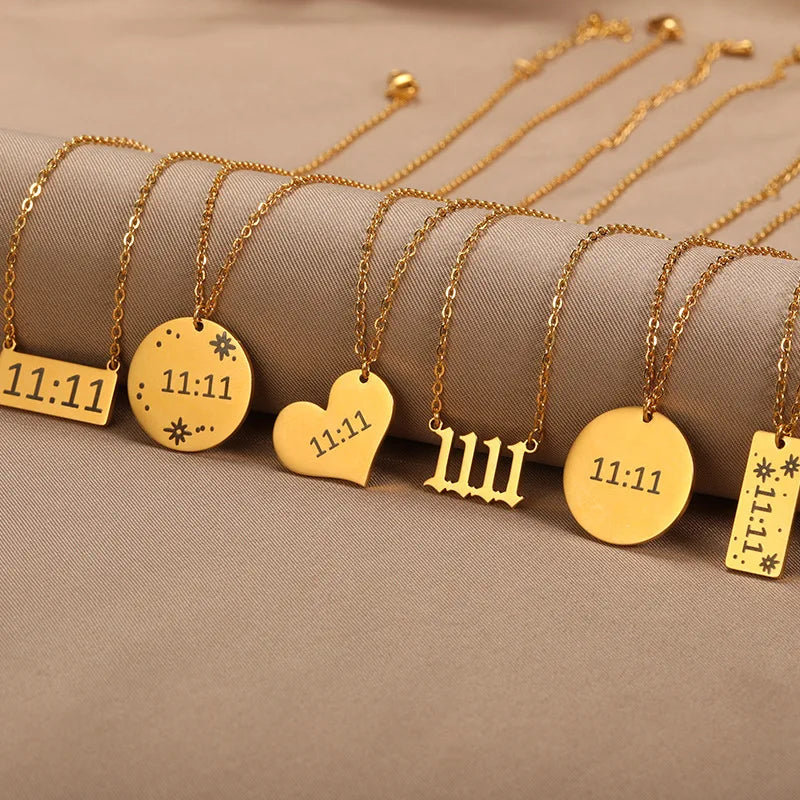 ALIEXPRESS New ins Stainless Steel Letter Square Angel Number 1111 Necklace For