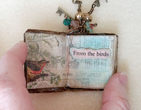 detail of book necklace