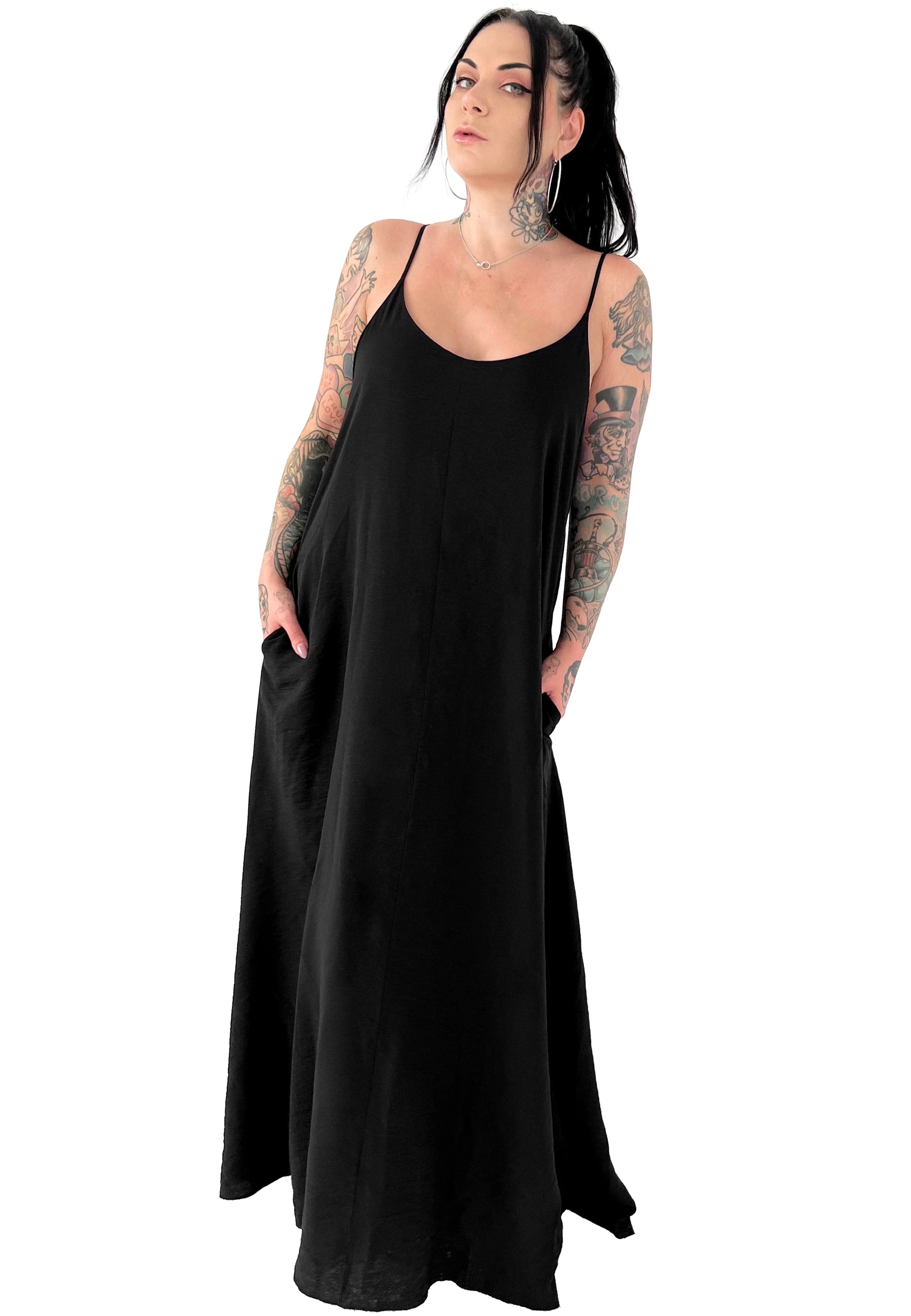 Foxblood - Afterlife Maxi Black - Kleid - Schwarz - XS - 65% Polyester, 35% Baumwolle,Baumwolle