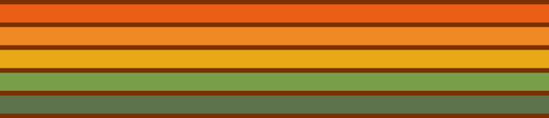 Horizontal stripes in shades of green, orange, and brown.