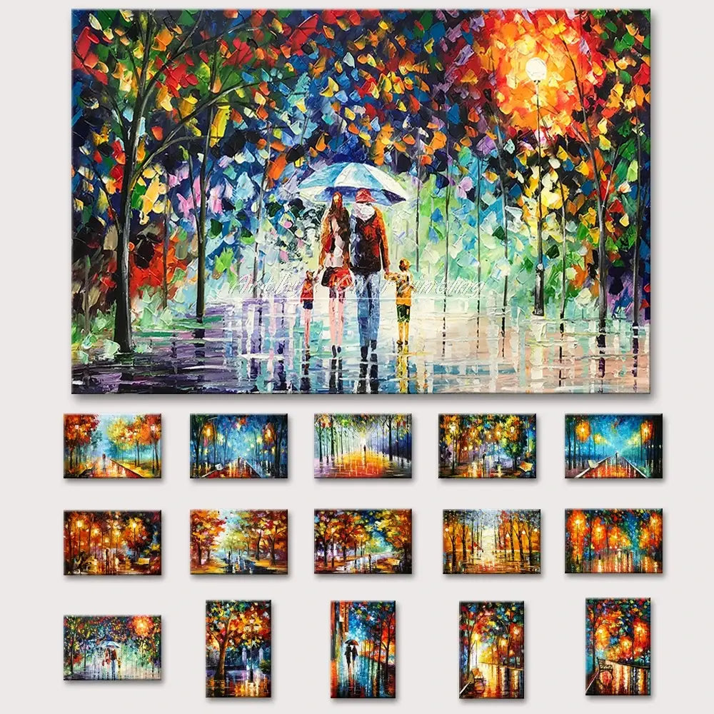 Handmade Abstract City Oil Painting Modern Wall Art