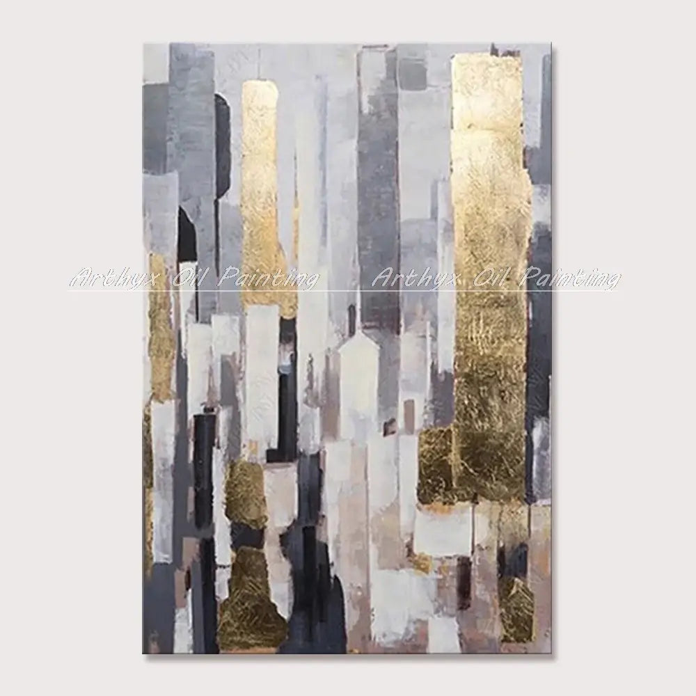 Handmade Abstract City Oil Painting Modern Wall Art