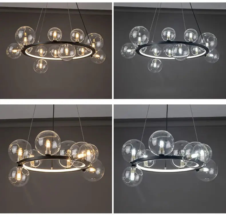 Modern LED Glass Chandelier with Adjustable Cord