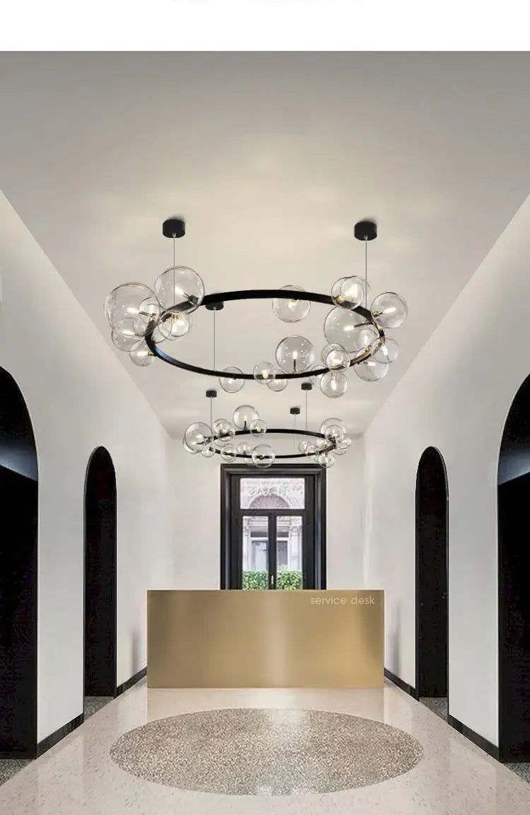 Modern LED Glass Chandelier with Adjustable Cord