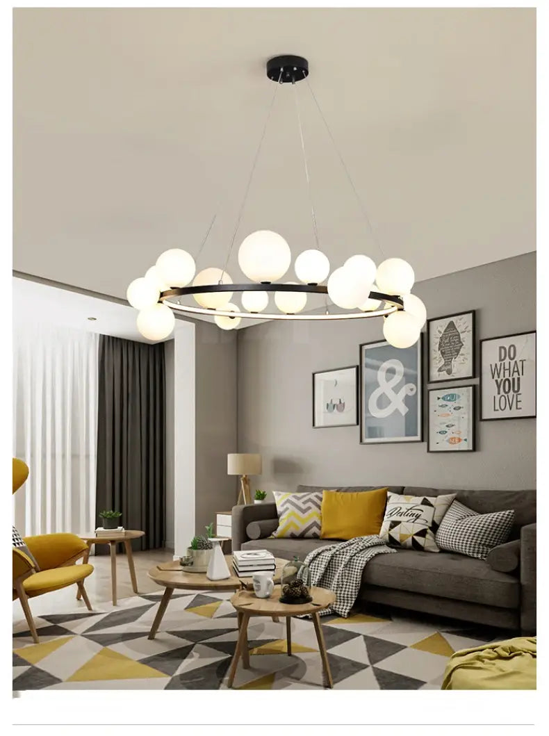 Modern LED Glass Chandelier with Adjustable Cord