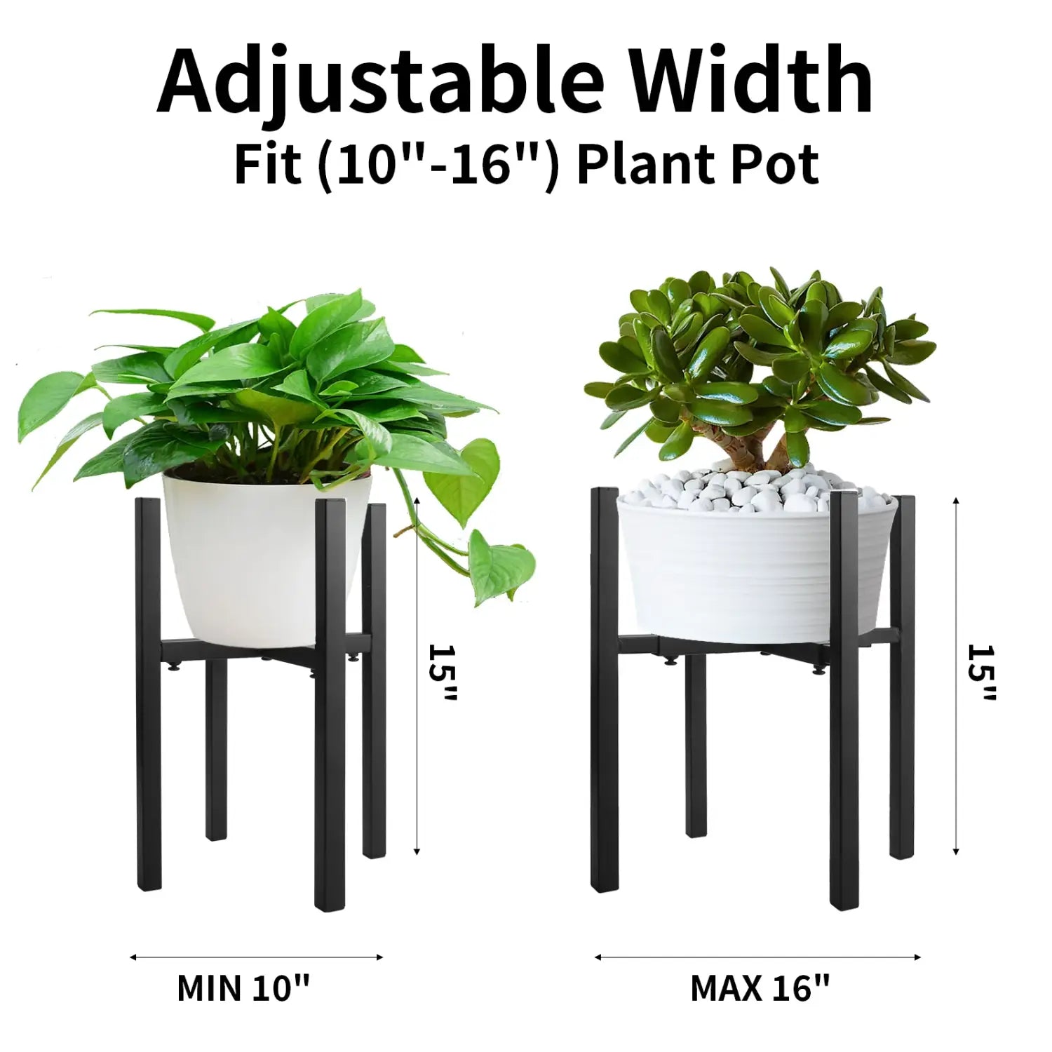 Soporte metálico ajustable para plantas, para macetas de 12 a 16 pulgadas