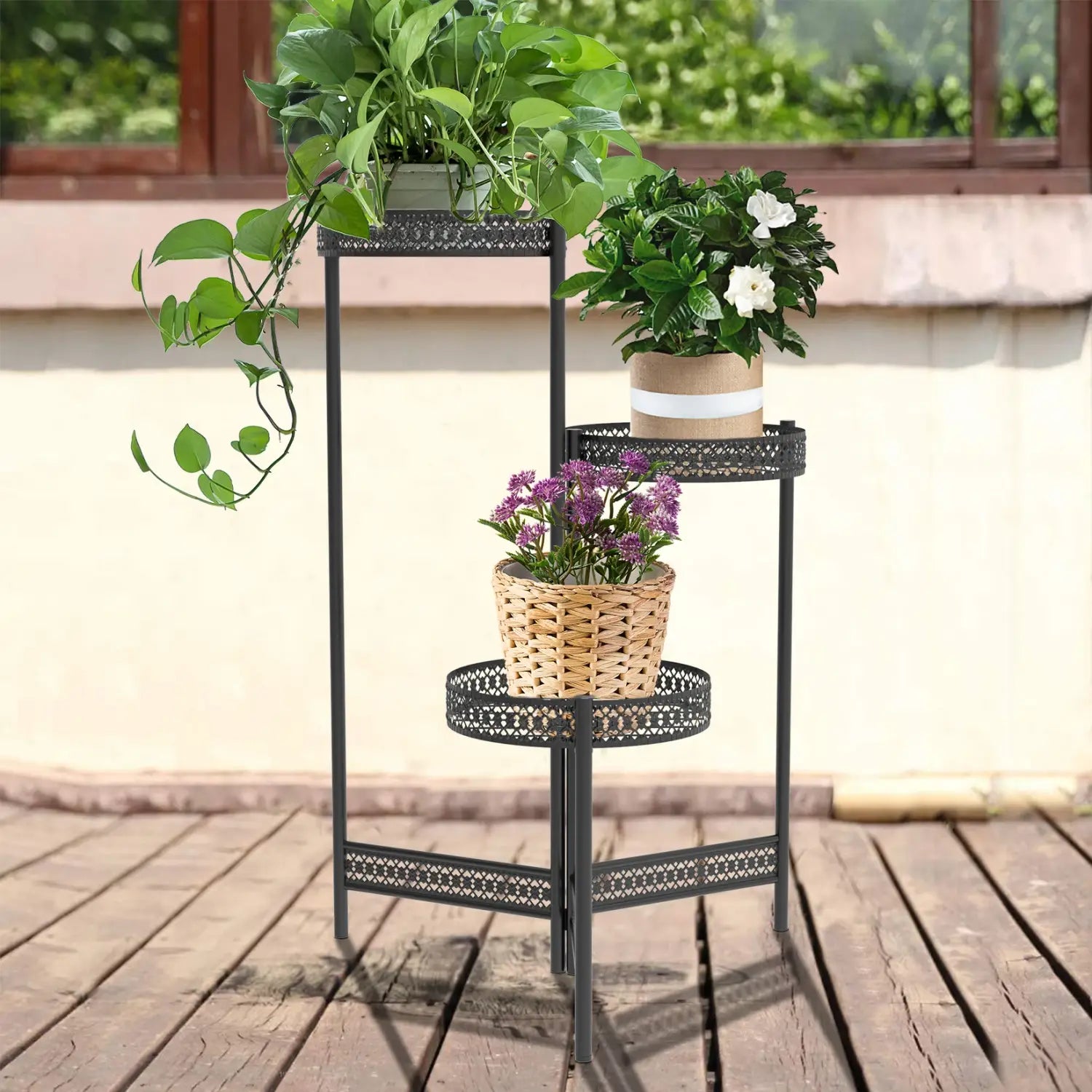 Soporte metálico para plantas de interior y exterior