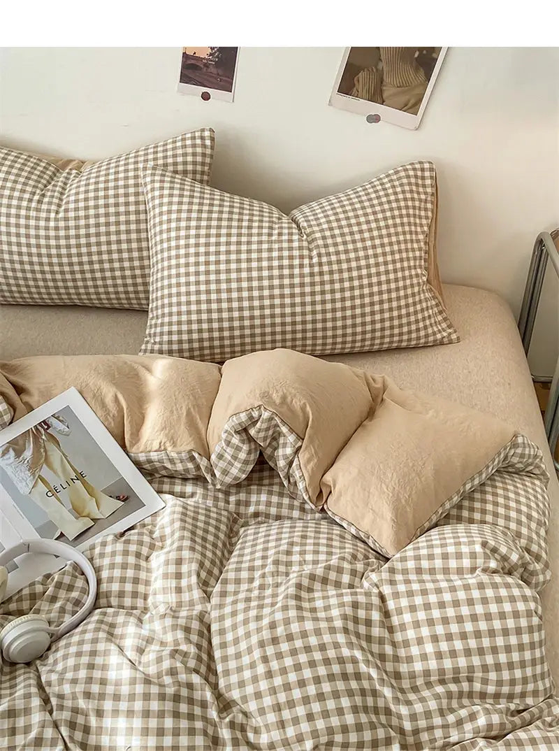 طقم غطاء لحاف ناعم على الطراز الياباني