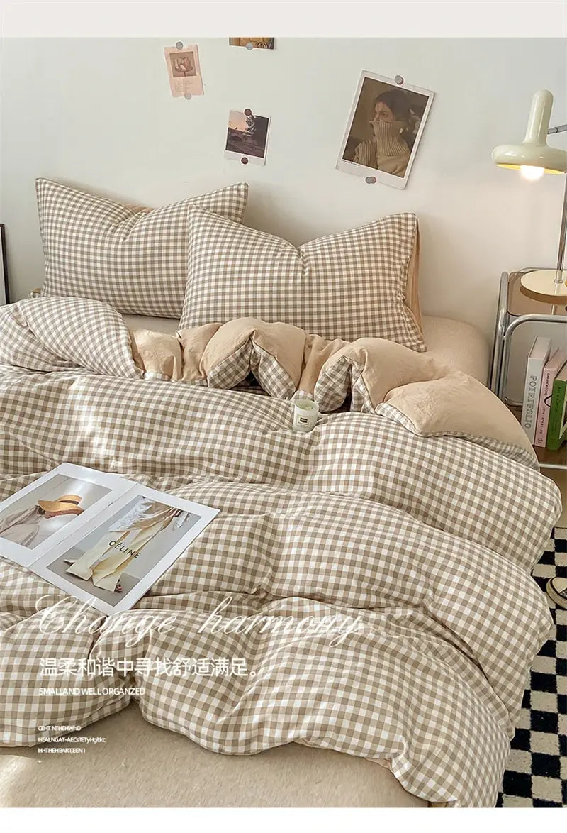 طقم غطاء لحاف ناعم على الطراز الياباني