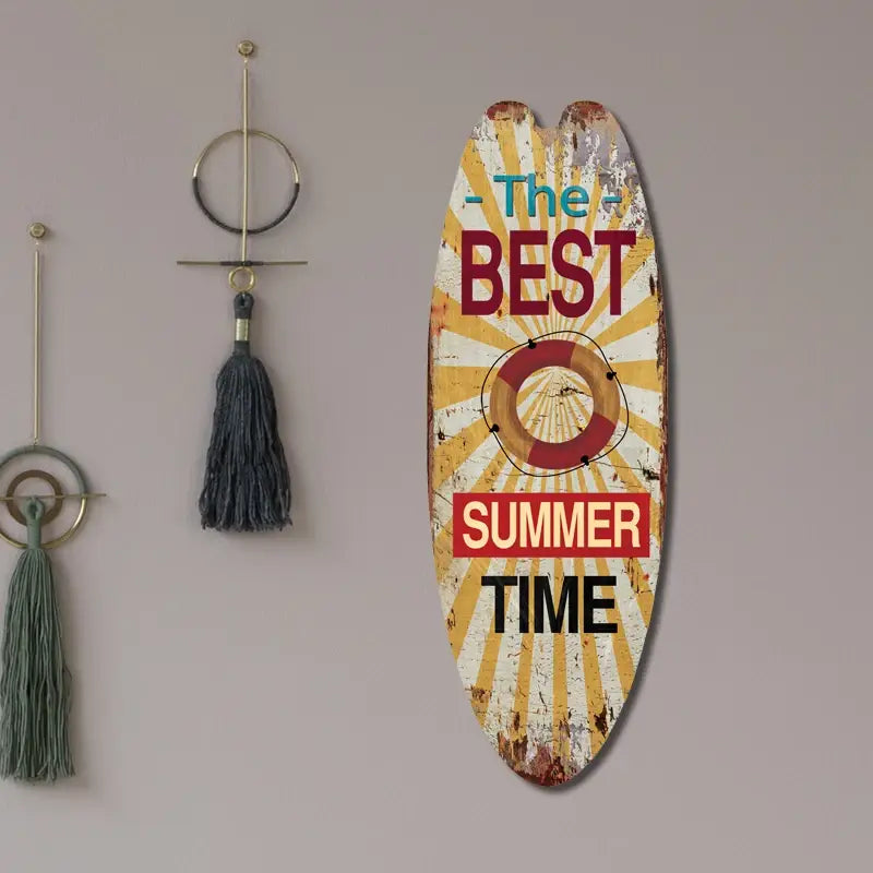 Vintage Surfboard Door Sign for Beach Home