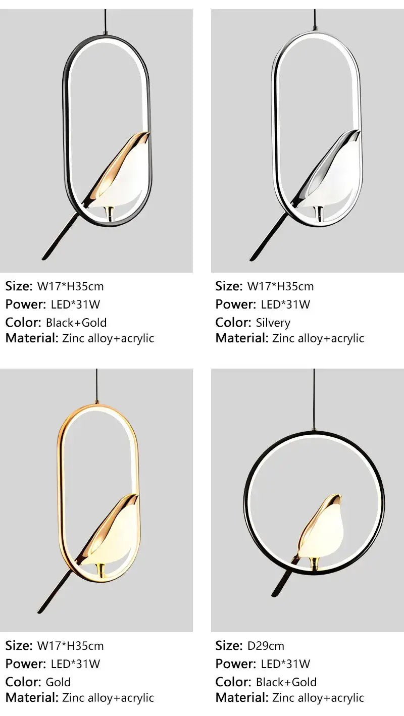 Modern Magpie Bird LED Pendant Lights