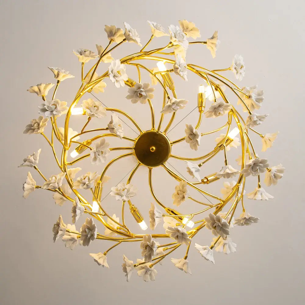 Floral French White Ceramic Chandelier - Romantic Home Décor