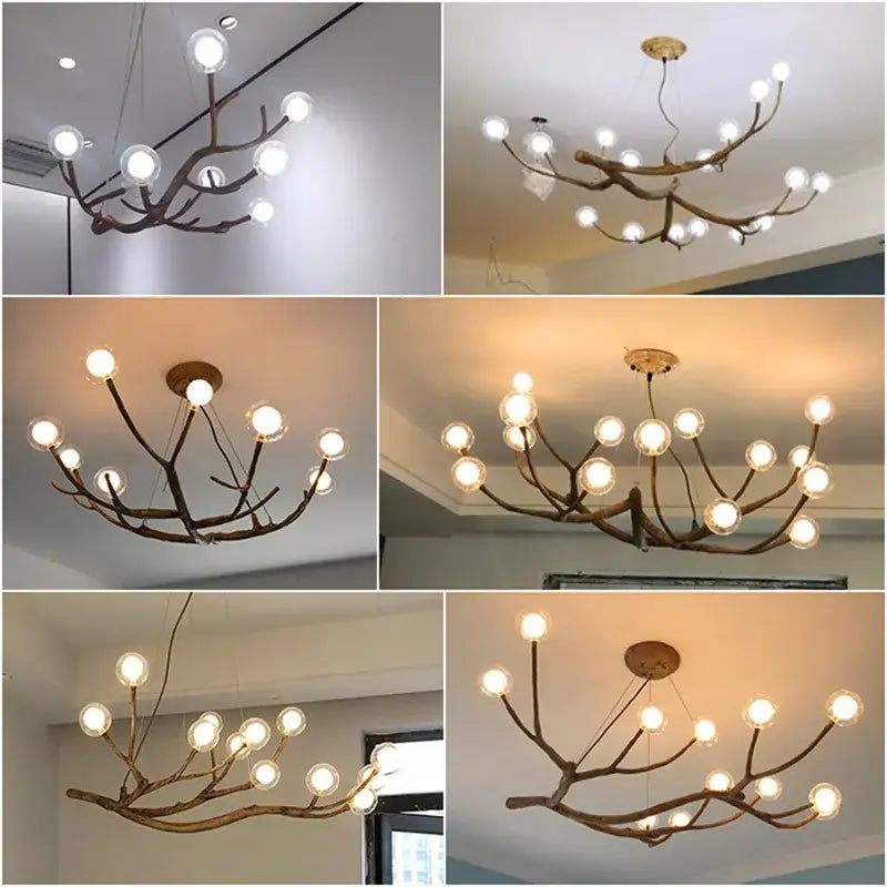 Simulation Iron Tree Branch Bubble Chandelier