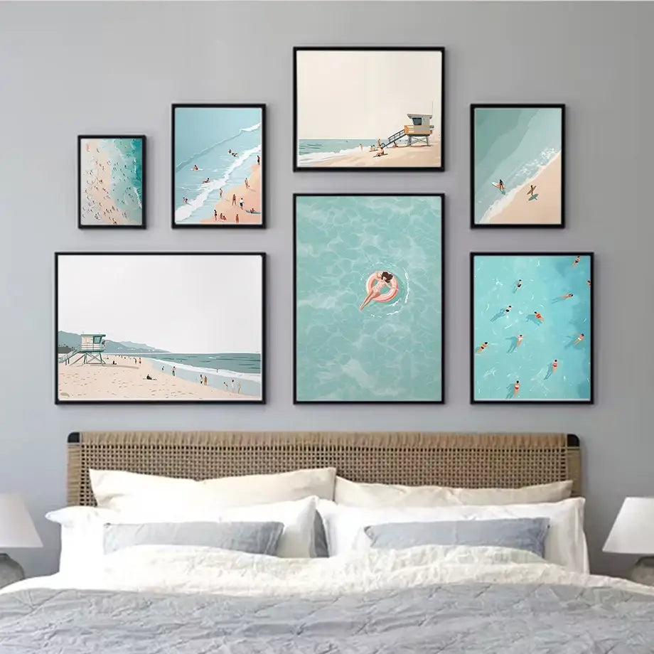 Serene Beach Watercolor Canvas Art Print