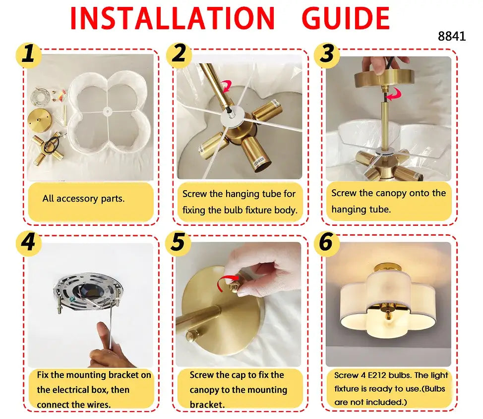 Elegant 4-Light Gold Ceiling Fixture