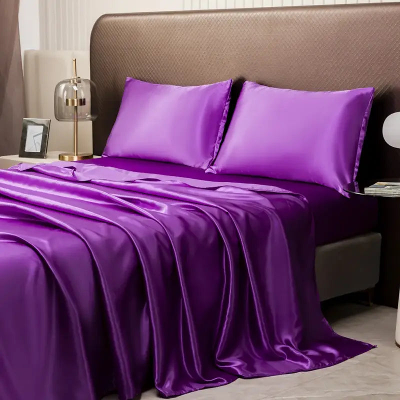 Luxurious Solid Color Satin Bedding Set