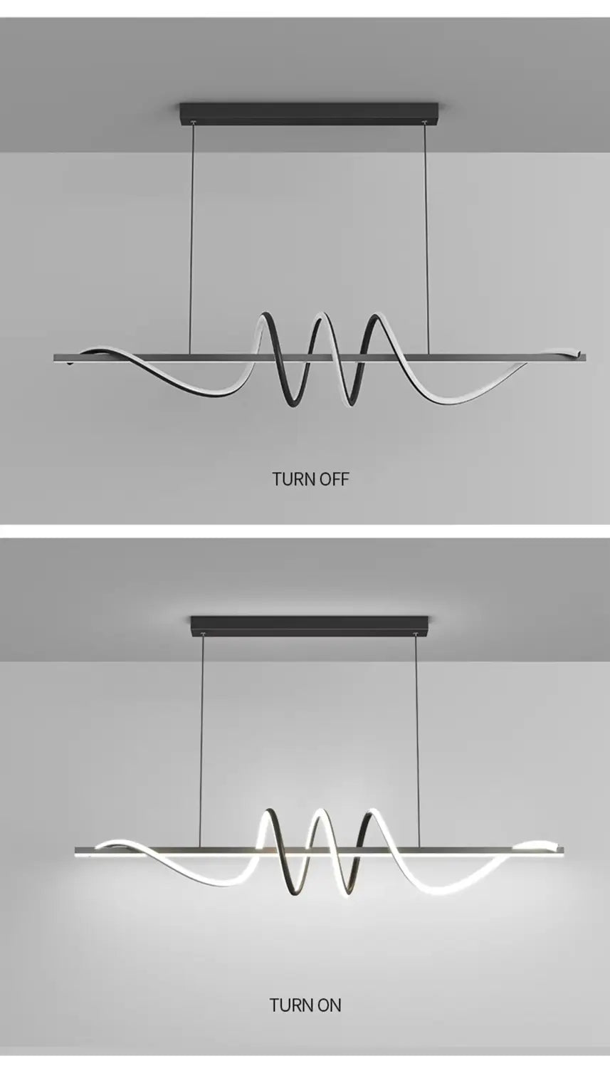 Sleek Wavy Pendant Lights for Dining Room