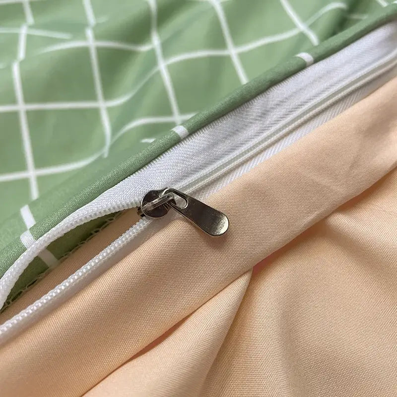 Juego de cama de algodón con estampado nórdico a cuadros - Queen/King