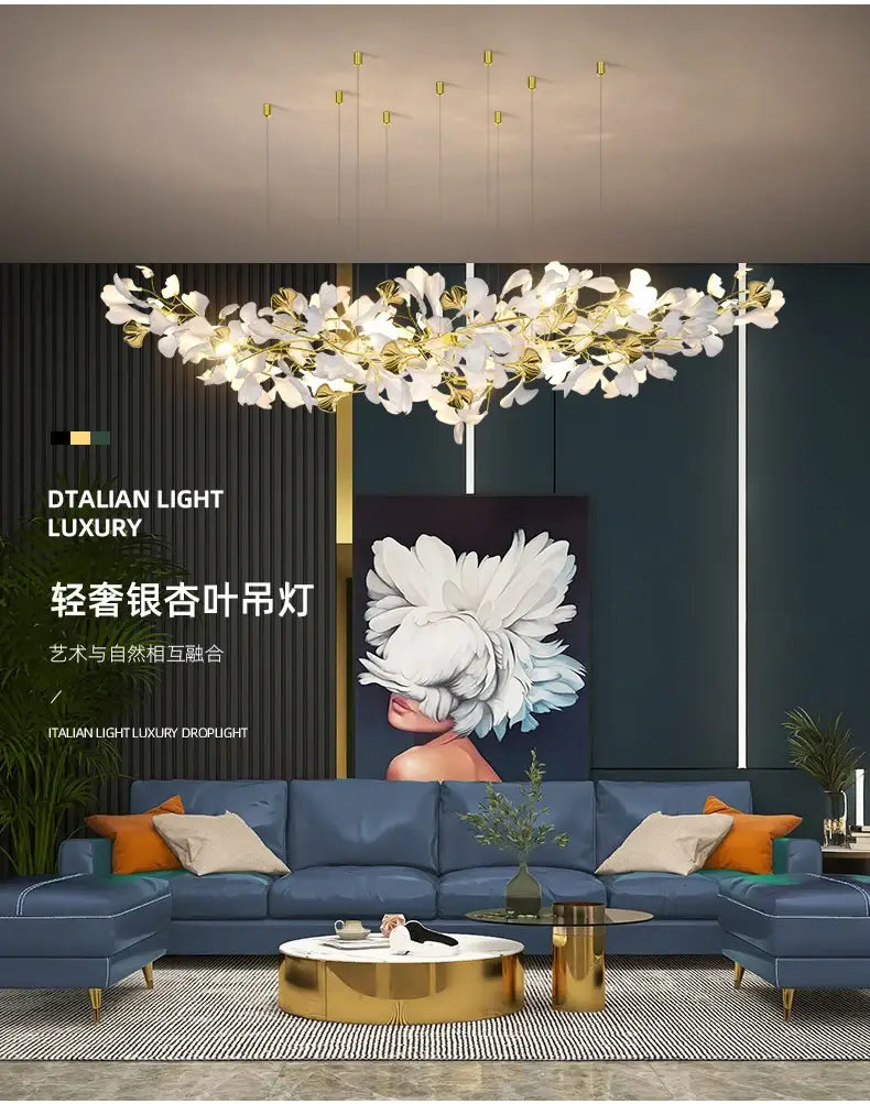 Modern Ginkgo Leaf LED Chandelier Dining Room Lighting