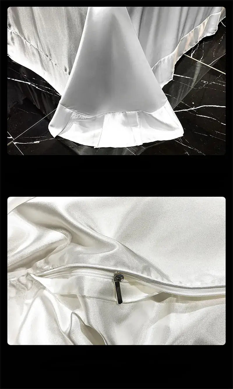 طقم فراش حريري فاخر مع ملاءات مقاس كوين/كينج