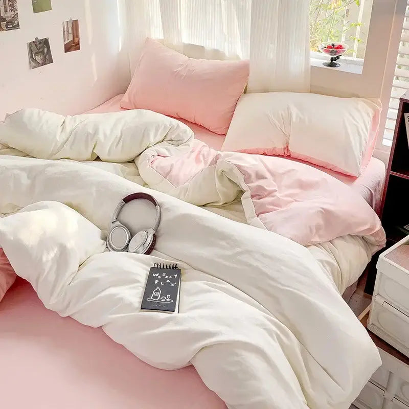 Juego de cama de algodón con sábana y funda nórdica