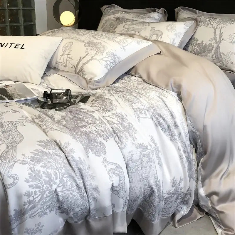 Juego de cama de fibra de eucalipto sedosa - Leopardo del bosque