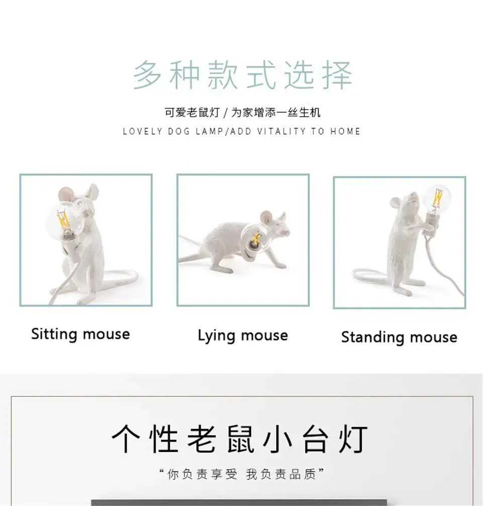 Dropshipping Nordic Mouse LED Table Lamp Modern Style Home Room Bedside Table Lights Indoor Home Decoration Lighting