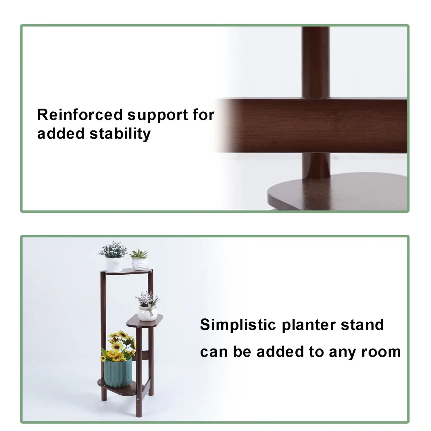 Soporte de bambú alto de esquina para plantas - Estante para jardín exterior