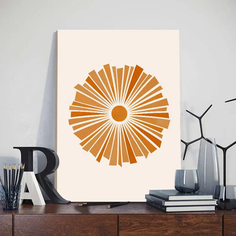 Abstract Orange Leaf Posters Set - Boho Home Wall Art