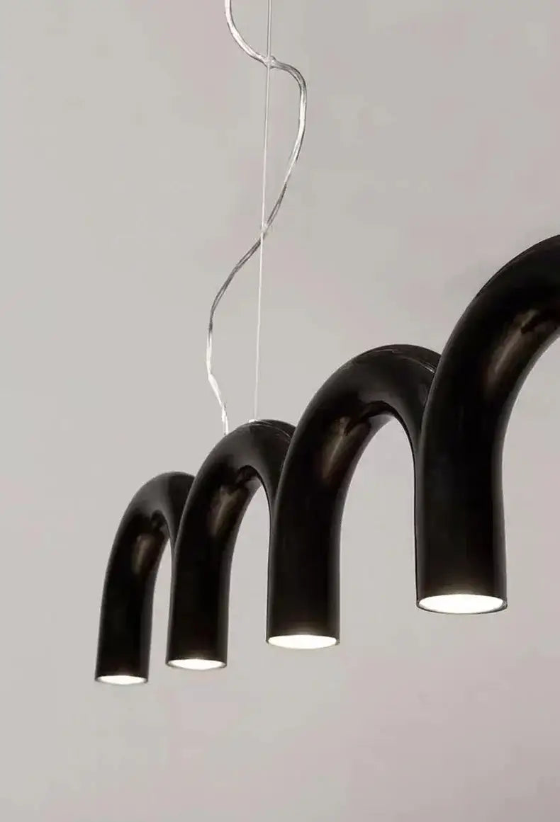 Modern LED Arch Chandelier in Black/White/Orange/Blue