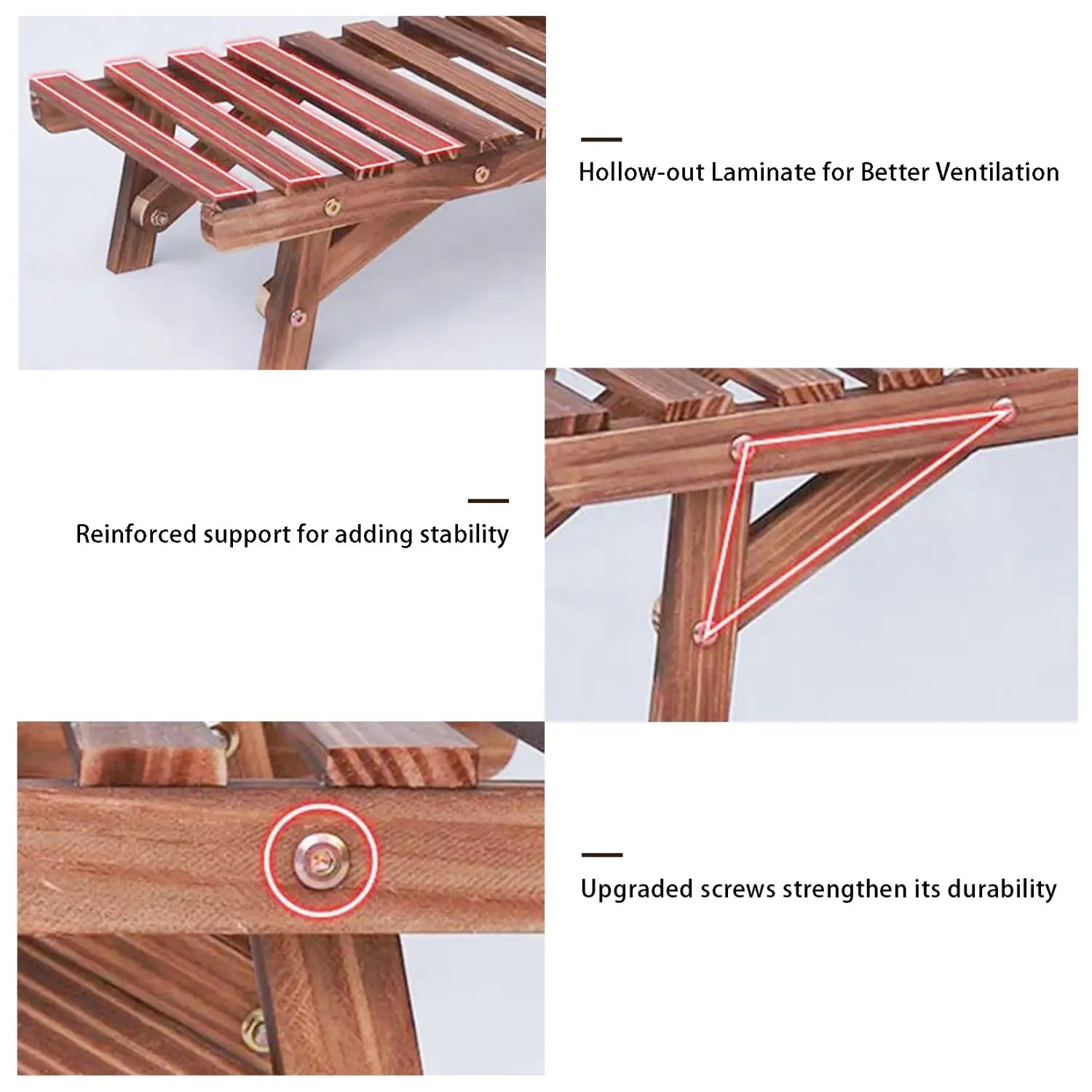 Estantería de madera de 3 niveles para plantas