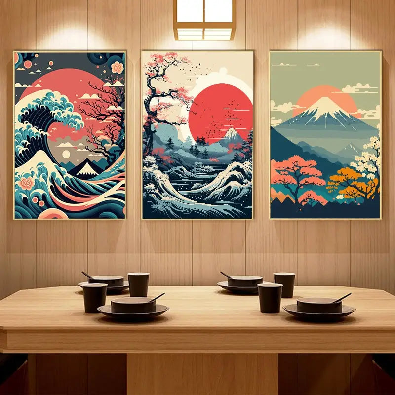 Japanese Vintage Art Canvas Set