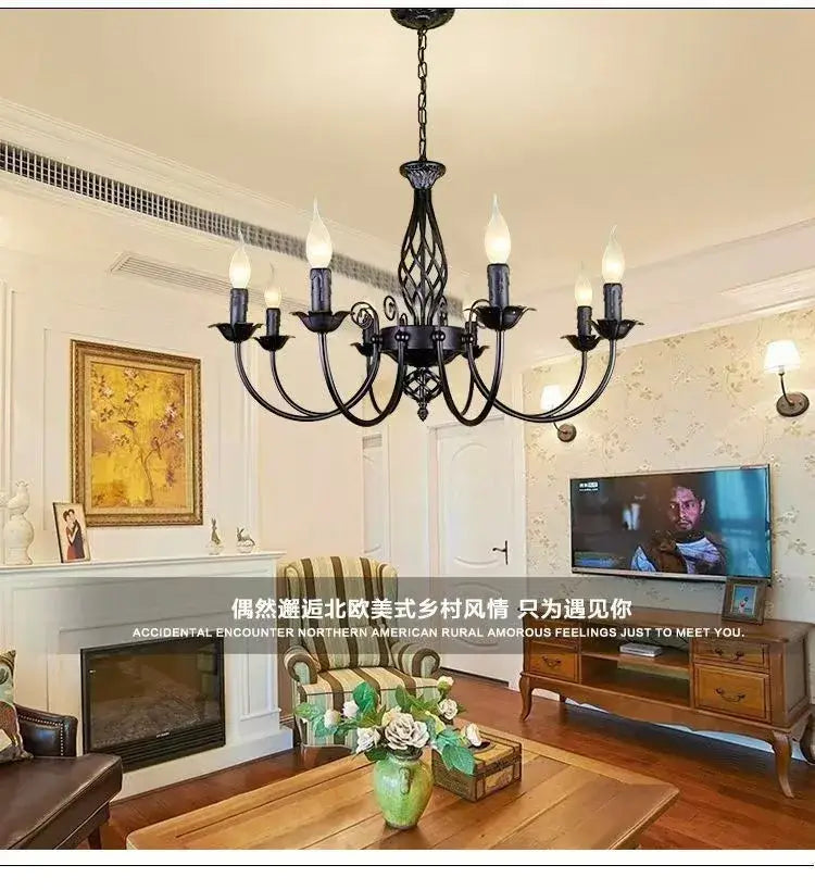 Modern Black Iron Chandelier for Living Room