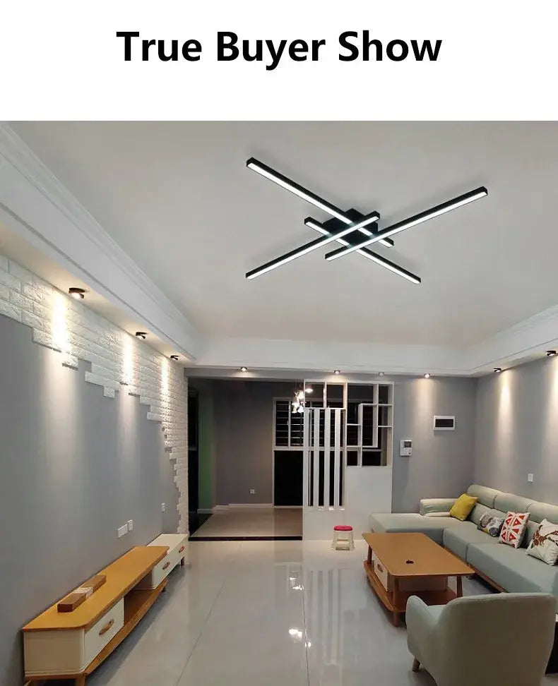 ثريا LED سوداء حديثة لغرفة النوم وغرفة المعيشة