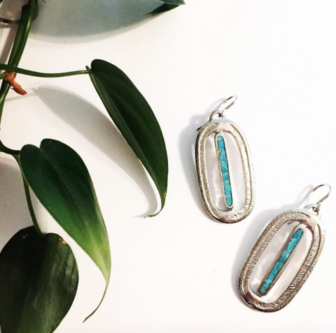 Paradise Palm Earrings with Turquoise